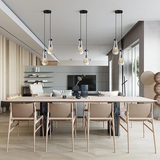 Black Raindrop Pendant Lights Kitchen Island, Bronze 2-Light Cluster Pendant Light for Dining Room, Dimmable Hanging Pendant Lighting Bedroom Light Fixture Ceiling Chandelier for Foyer
