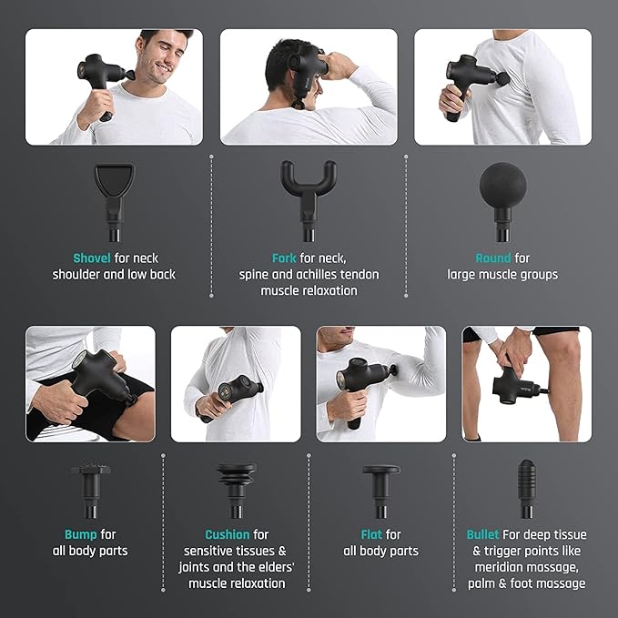 Mebak 3 Massage Gun, Massage Gun Deep Tissue for Athletes, Professional Muscle Percussion Massage Gun,Massager Gun for Shoulder Leg Back Body Pain Relief,Quiet Portable Sport Massager, Gifts for Him