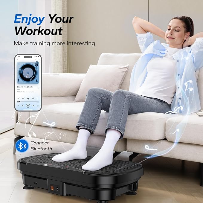 MERACH Vibration Plate Exercise Machine, Vibration Plate for Lymphatic Drainage Weight Loss, Vibrating Plate Exercise Machine with Bluetooth and LED Display, Workout Equipment for Women Men Home