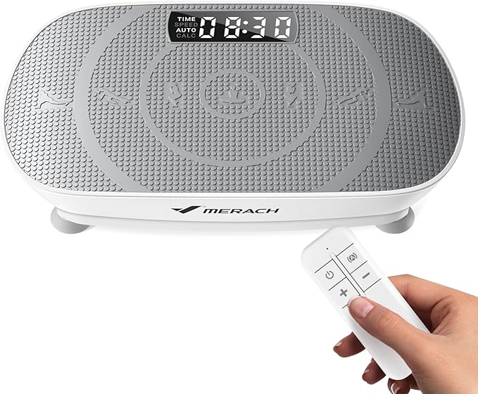 MERACH Slim Vibration Plate Exercise Machine, Vibration Plate for Lymphatic Drainage Weight Loss, Vibrating Plate with Real-Time Calorie Tracking on LED Display, Workout Equipment for Home Women Men