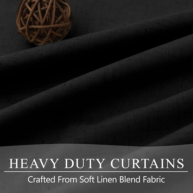102 Inch Curtains Black Out Linen Blackout Curtains for Bedroom Aesthetic 2 Panel Long Drapes Large Window Sun Light Blocker Custom Made Size Thermal Insulated Curtains for Living Room 52x102 Length