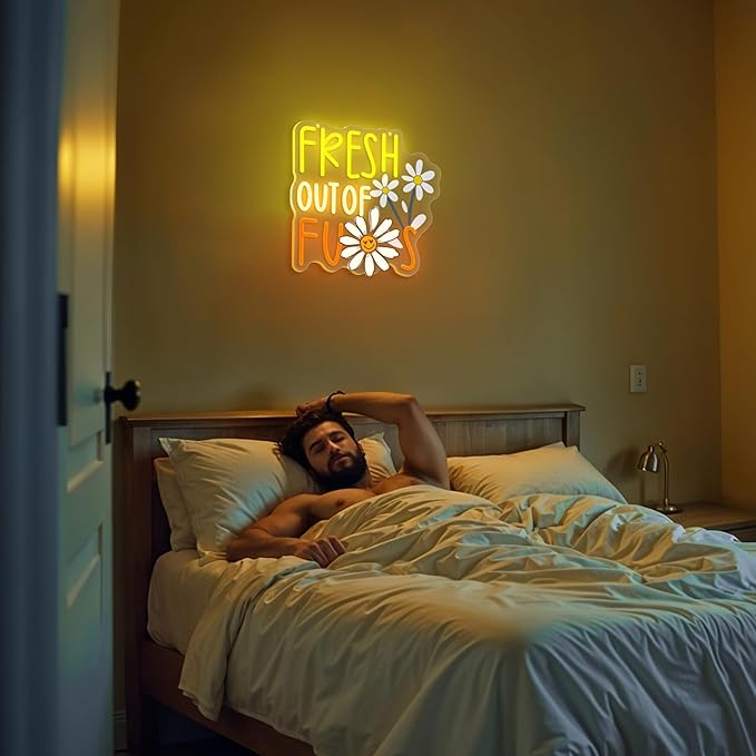 FRESH OUT OF FUS Neon Sign, Funny Novelty Neon Signs for Wall Decor, Dimmable Acrylic Neon Lights for Living Room Bedroom Party Decorations, Perfect Gifts