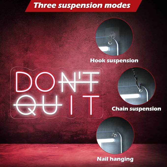 Don't Quit Neon Sign for Wall Decor, DO IT Neon Lights Party Decorations, USB Powered Switch LED Neon Lights Adjustable for Office, Gym, Man Cave, Gamer Room Decor