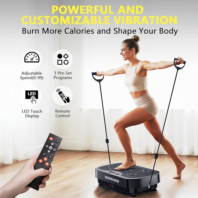 Vibration Plate Exercise Machine for Lymphatic Drainage, 2025 Advanced Triple Motors Vibrating Equipment for Weight Loss, Whole Body Workout with Magnetic Acupoints, Gym Home Shake Board for Fitness