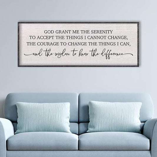 LuZhiQiang Serenity Prayer Bible Verse Sign Wall Decor God Grant Me Christian Inspiraional Quotes 40"×15" Wall Art for Living Room Bedroom (Black)