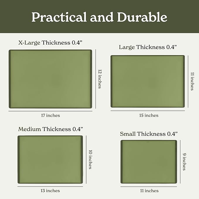 SMIRLY Plastic Cutting Board Set with Holder 4 Pieces, Non-Slip Dishwasher Safe Chopping Boards for Kitchen, Green