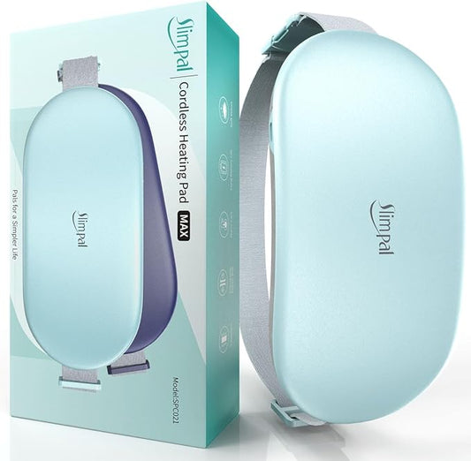 Slimpal Heating Pad for Period Cramps, Plus-Sized Portable Electric Heating Pad, Menstrual Cordless Heat Belt Back, Belly, Waist Pain Relief, Long-Lasting Battery, Gift for Her Girl Women, Light Blue