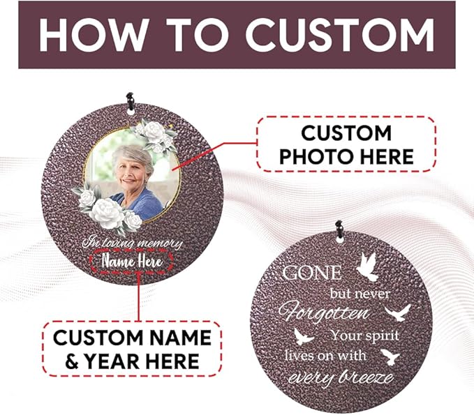 Personalized Sympathy Wind Chime, Memorial Wind Chimes in Memory of a Loved One Gift, Memorial Gifts Wind Chimes for Outside Patio Home or Garden Decor