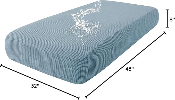 hyha Waterproof Couch Cushion Covers for Pets, Non Slip Sofa Seat Cover for Dogs Washable, Soft Thick Stretch Jacquard Fabric, Sofa Slipcovers with Elastic Bottom (1 Piece for Medium, Lake Blue)
