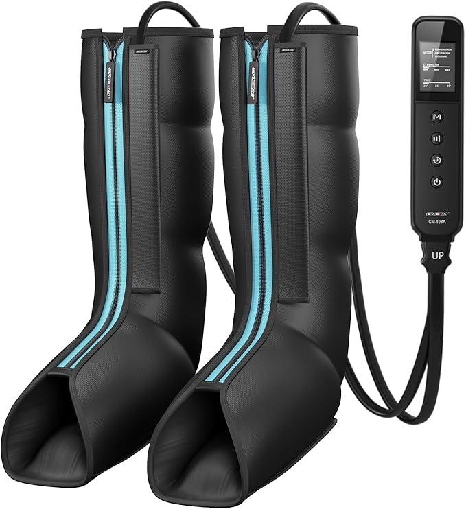 CINCOM Leg Massager for Circulation and Pain Relief, Air Compression Massager for Foot and Leg Helpful for Lymphedema Edema Restless and Relaxation Birthday Gift for Women Men