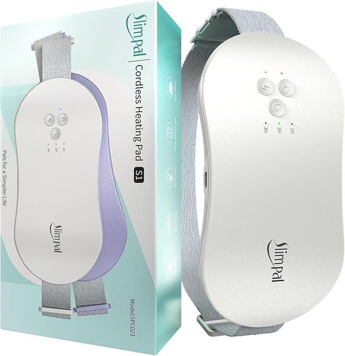 Slimpal Portable Heating Pad for Period Cramps, Electric Cordless Heating Pad for Menstrual Cramps Relief, 3 Timer Auto Off Setting, Wearable Heat Pad Belt Gifts for Her Women Girl Wife, Beige