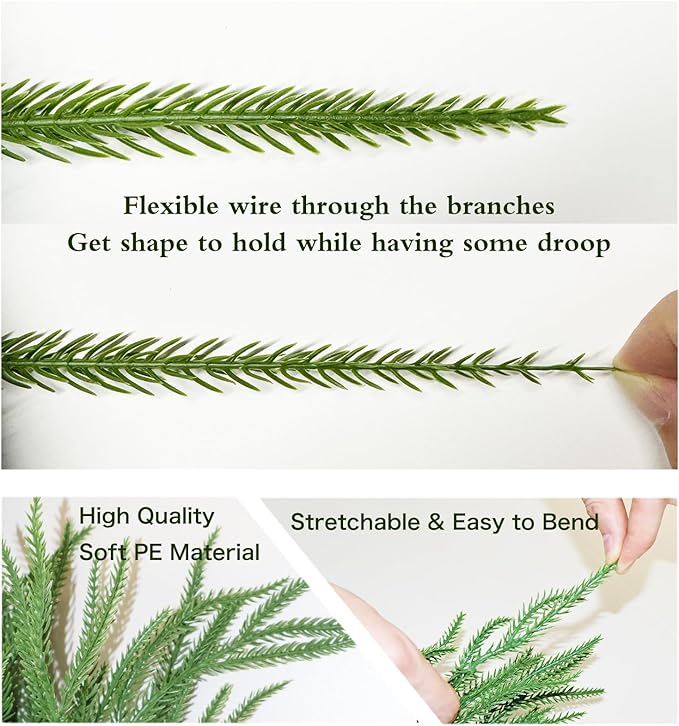 12FT Christmas Garlands Norfolk Pine Garland Real Touch Artificial Faux Greenery Garland for Holiday Indoor Outdoor Decor