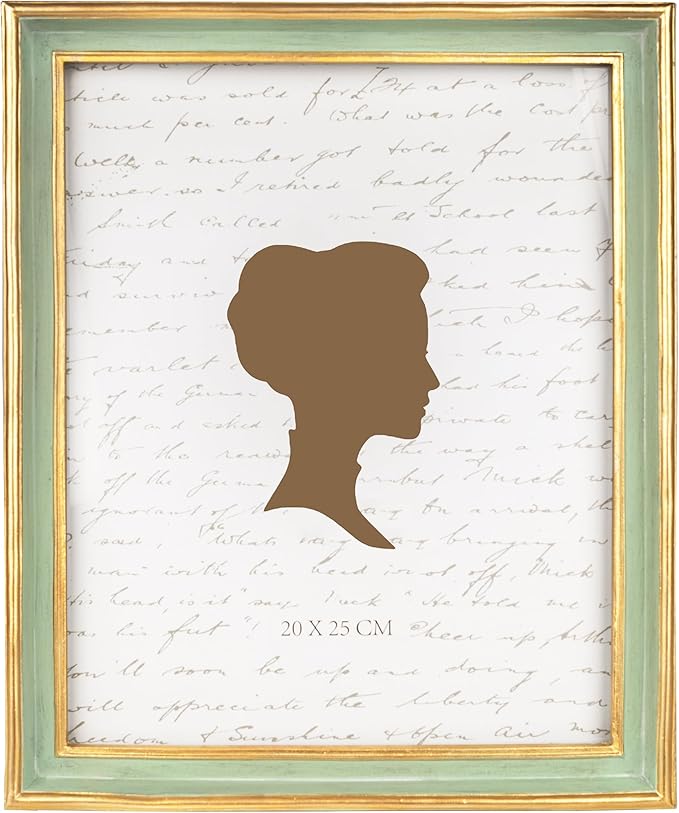 AELS 8x10 Inch Vintage Picture Frame, Elegant Antique Photo Frames with Glass Front, Photo Display, Tabletop Wall Hanging, Gift Ideas, Sage Green with Gold Trim