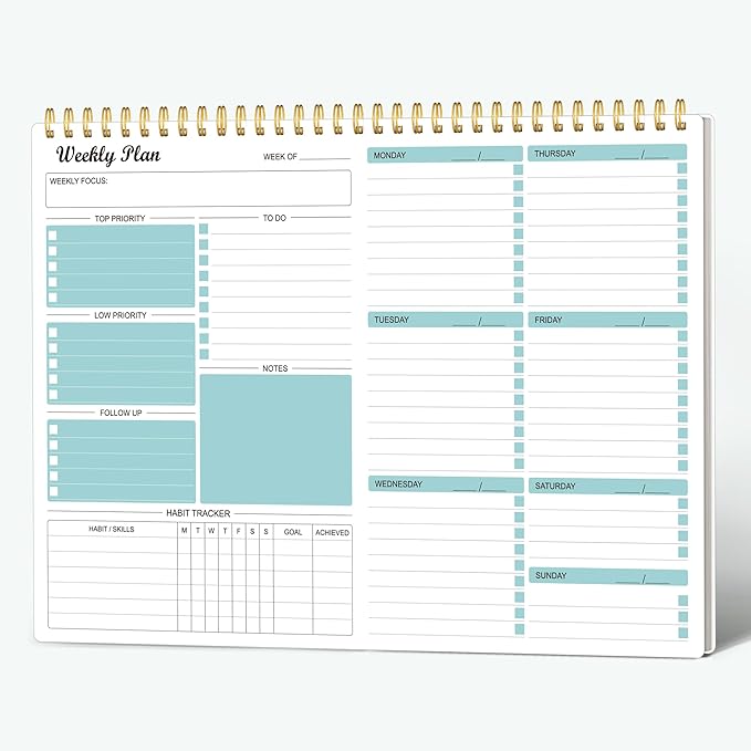 Weekly Planner Notepad Undated Weekly Goals Schedule Planner To Do List Notebook Planning Pad Calendars Organizers Habit Tracker Journal for Man & Women,52 Weeks (8.5x11")
