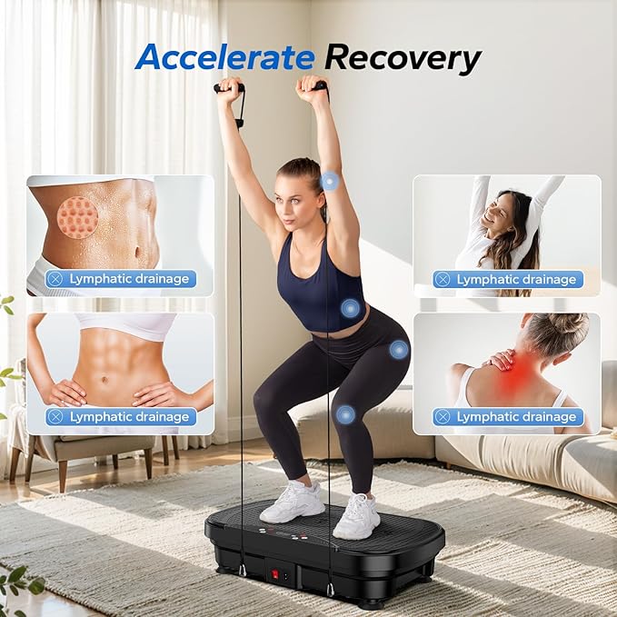 MERACH Vibration Plate Exercise Machine, Vibration Plate for Lymphatic Drainage Weight Loss, Vibrating Plate Exercise Machine with Bluetooth and LED Display, Workout Equipment for Women Men Home
