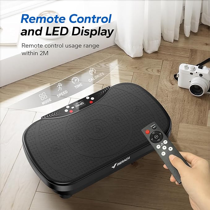MERACH Vibration Plate Exercise Machine, Vibration Plate for Lymphatic Drainage Weight Loss, Vibrating Plate Exercise Machine with Bluetooth and LED Display, Workout Equipment for Women Men Home