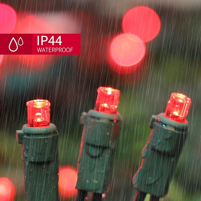 100 Count Red -String Lights - 21.6FT LED Christmas Lights, Mini led Lights for Indoor Outdoor Home Holiday Party Wedding Independence Day Decoration