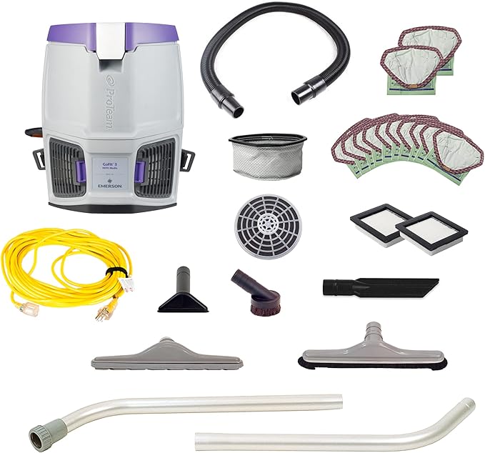 ProTeam GoFit 3 Commercial Backpack Vacuum with Restaurant Tool Kit, 3 qt, Corded