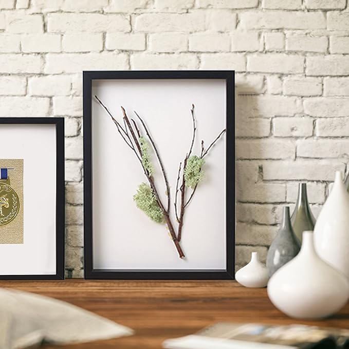 5x7 Small Shadow Box Frame Display Case, Display Case Box for Memorabilia, Medal, Wedding Memories, Crafts, Tickets and Photos (2Pcs-Black, 5x7)