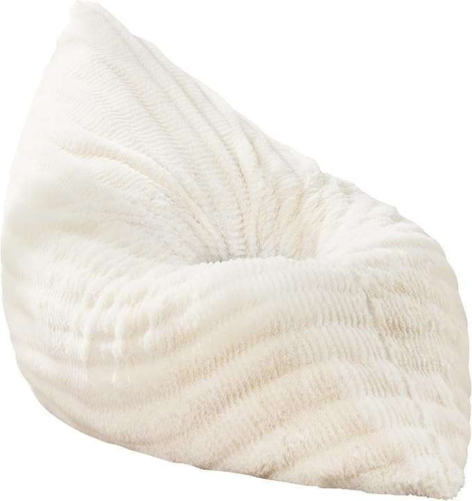 Hobestluk 3 in 1 Bean Bag Chair Giant Bean Bag Chairs for Adults with Ripple Cover Convertible Bean Bag Floor Cushion with Machine Washable Cover for Living Room (Ripple White)