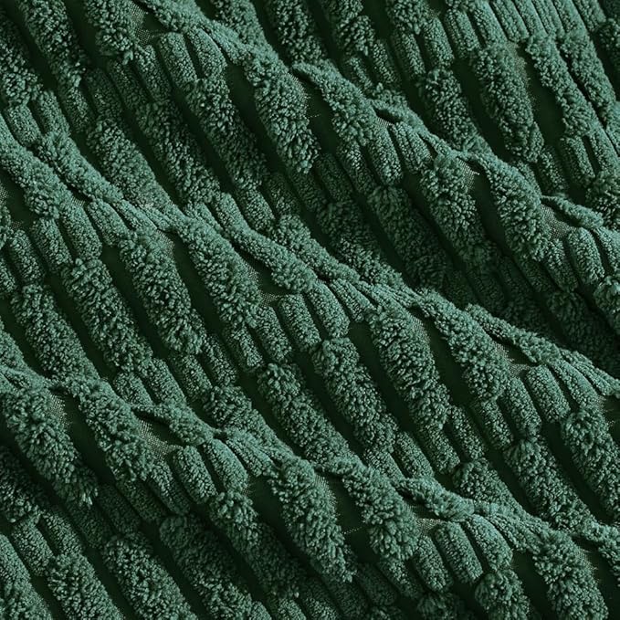 Fancy Homi Set of 4 Dark Green Boho Decorative Throw Pillow Covers 24x24 Inch for Couch Bed Sofa, Aesthetic Modern Bohemian Room Decor, Soft Fuzzy Fluffy Cozy Corduroy Textured Cushion Case 60x60cm