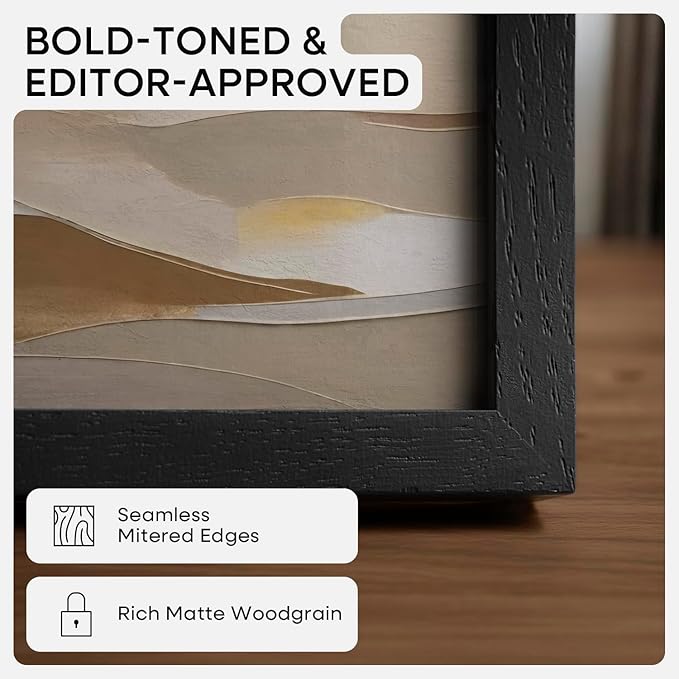 Homeforia 16x20 Black Wood Frame, High End Oak 16x20 Picture Frames with Mat 11x14 Photo, 16 x 20 Wooden Poster Frame Matted to 11 by 14 Print, 20x16 Hanging Frames, Tempered Glass, Wall Kit, Set of 1