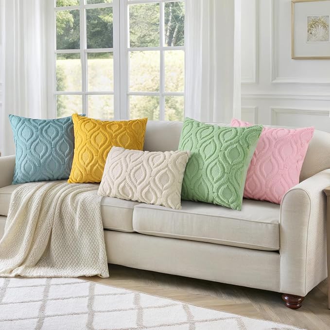 decorUhome Throw Pillow Covers 20x20 Inch Set of 2, Soft Plush Decorative Faux Fur Light Pink Solid Couch Pillow Covers, Accent Farmhouse Neutral Square Euro Pillow Cases for Sofa Bed Living Room