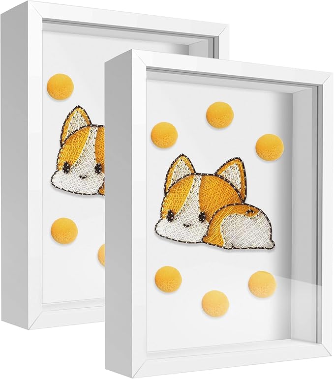 5x7 Small Shadow Box Frame Display Case, Display Case Box for Memorabilia, Medal, Wedding Memories, Crafts, Tickets and Photos (2Pcs-White, 5x7)