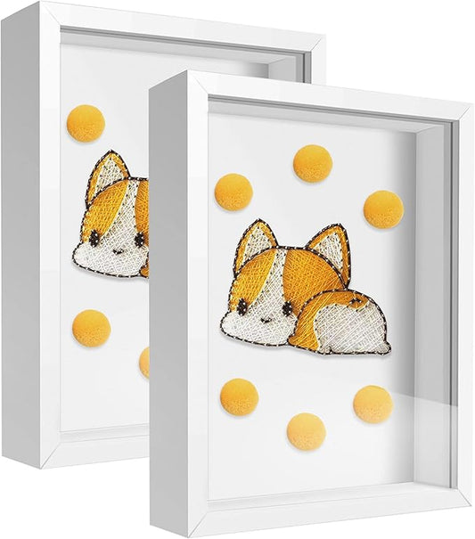 5x7 Small Shadow Box Frame Display Case, Display Case Box for Memorabilia, Medal, Wedding Memories, Crafts, Tickets and Photos (2Pcs-White, 5x7)