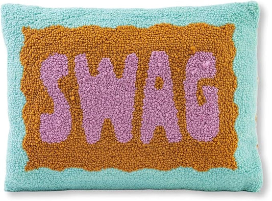 FURBISH Hook Decorative Throw Pillow - Swag - 12"x16" - Small Embroidered Designer Pillow for Living Room, Couch, Sofa, Chair & Bed - Eclectic Home Decor