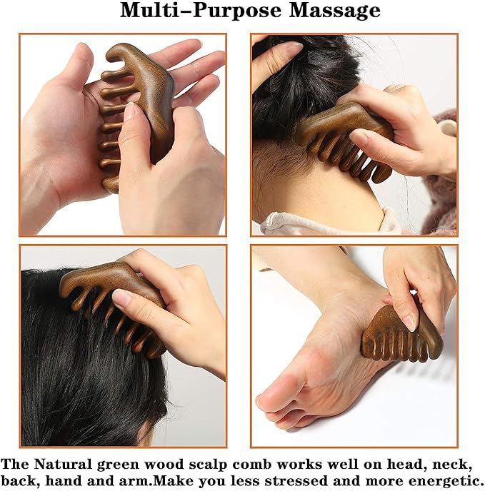 Massage Wooden Comb,Wood Wide Tooth Hair Comb, Scraping Scalp Massage,Handheld No Static Head Tool,1 Pieces.