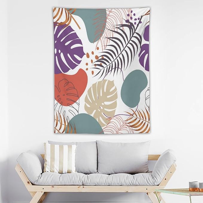 ICMOLYYENLO Tropical Green Leaves Tapestry, Exotic Leaves Beautiful Bedroom Wall Hanging, Floral Poster Blanket for Bedroom Living Room Dormitory Apartment 30x40 Inch