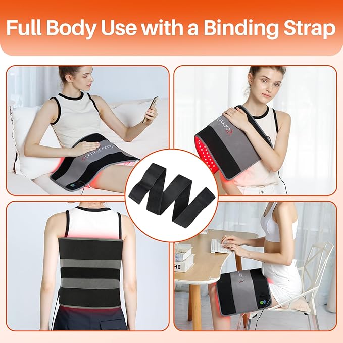Comfytemp 24’’ x 12’’ Large Red Light Therapy Pad for Body, Near Infrared Light Therapy Wrap with Timer, 242 LEDs Light Therapy Pad for Back Shoulder Joint Muscle Pain Relief, 32W