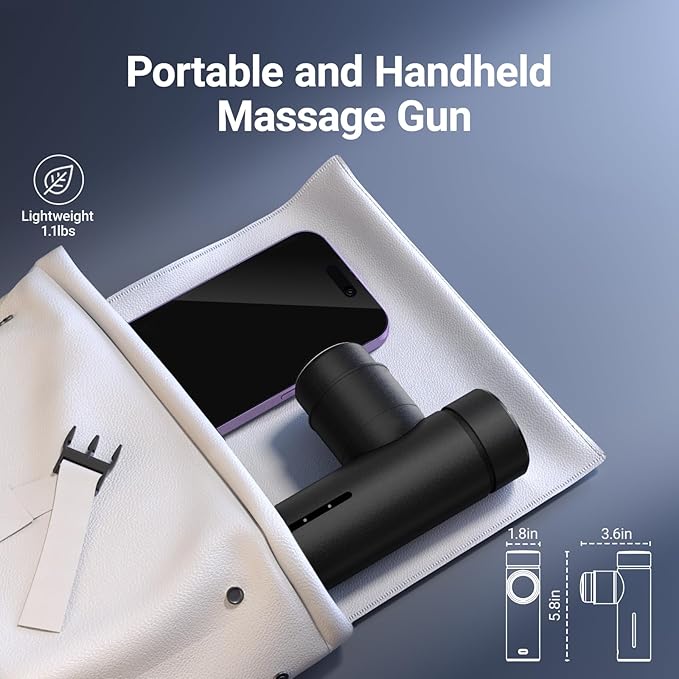 MERACH Mini Massage Gun with 8mm Amplitude, Percussion Massage Tools with 5 Massage Heads, Portable Hand Held Muscle Massagers for Pain Relief Deep Tissue, Cool Gifts for Mens and Women (Black)