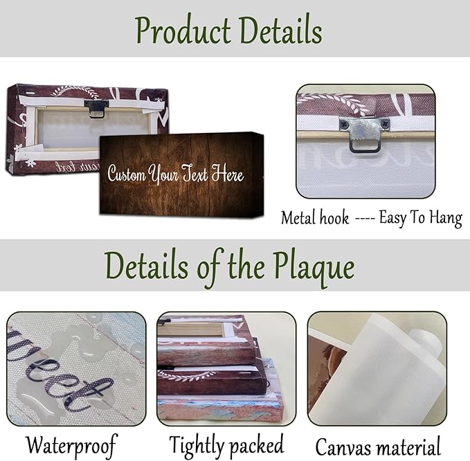 CHAOSETKEN Custom Text Sign Wall Art Personalized Family Quote Wall Decor Family Sign Canvas Prints Customized Wood Text Quote Pictures Rustic Farmhouse Decor Framed (32L x 16W)