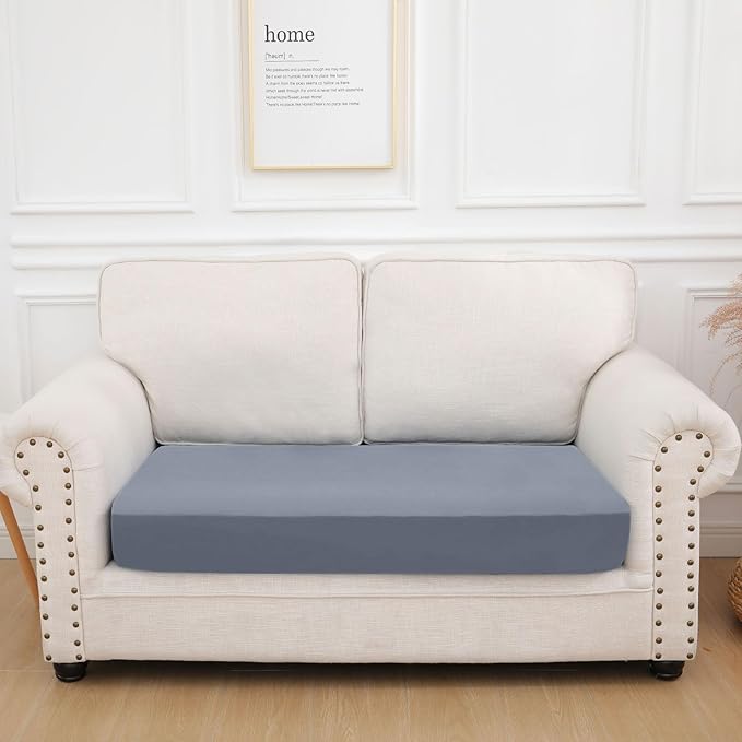 hyha Waterproof Couch Cushion Covers, Stretch Sofa Couch Seat Slipcover for Dog Washable, Non-Slip Waterproof Outdoor Cushion Covers for Patio Furniture Replacement (1 Piece for Medium, Grey)
