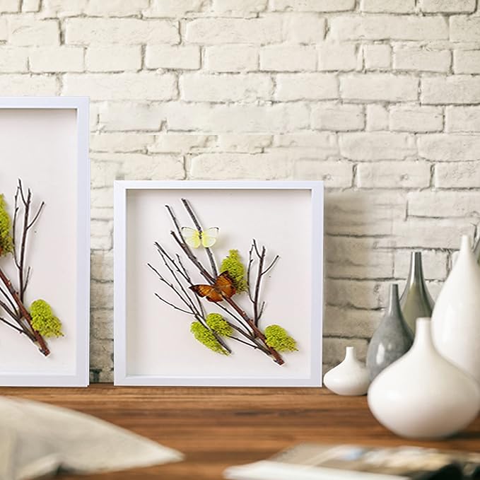 5x5 White Small Shadow Box Frame Display Case , Display Case Box for Memorabilia, Medal, Wedding Memories, Crafts, Tickets and Photos (6packs-White, 5x5)