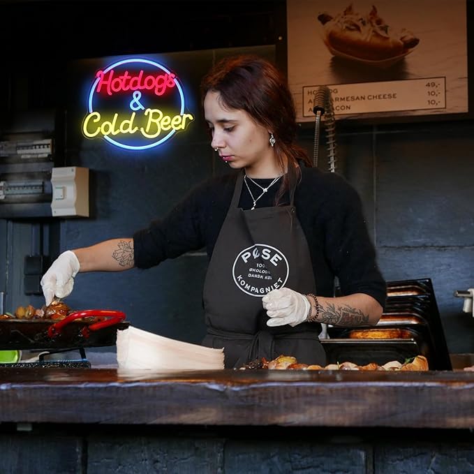 Hot Dogs and Cold Beer Neon Sign for Wall Decor Dimmable Bar Neon Light Sign Colorful LED Neon Signs Beer Neon Light Wall Art LED Sign for Bar Restaurant Shop Food Court Party Decor