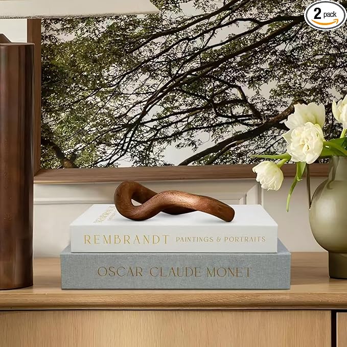 Linen Decorative Books for Home Decor,Set of 2 Aesthetic Faux Decor Book for Decoration,Fake Books for Bookshelf,Keepsake Storage Box (Sage & Beige)