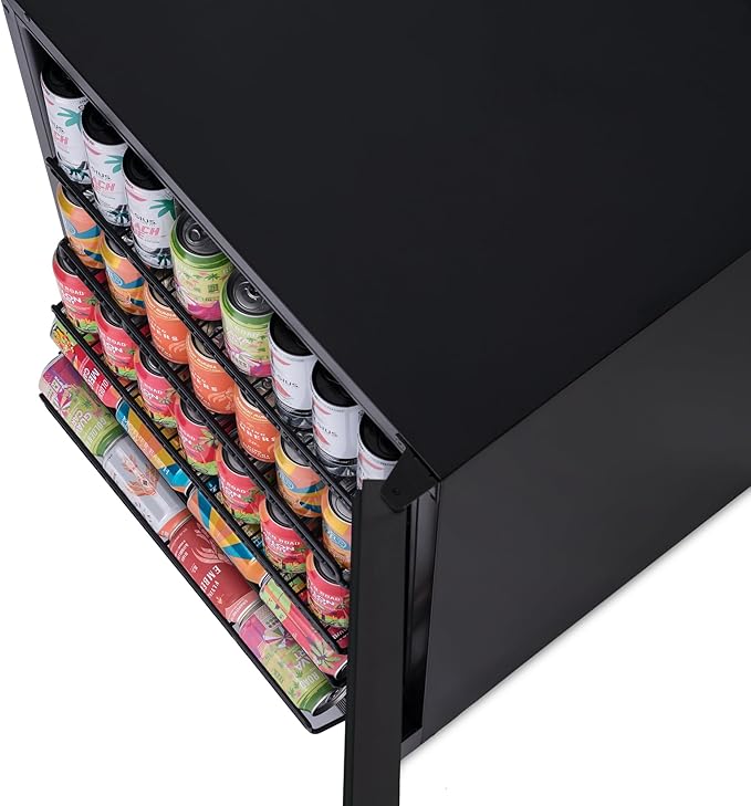 Newair 24" Beverage Refrigerator 177 Can Capacity, Black Stainless Steel Mini Fridge with Built-in Cooler and Glass Door, Cool your Soda, Beer, and Beverages to 37F