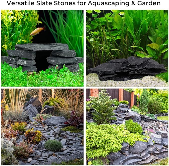 6 Natural Aquarium Rocks 6" to 8" Perfect Rocks for Aquariums, Landscaping Model,Tank Decoration, Amphibian Enclosures-Slate Rocks