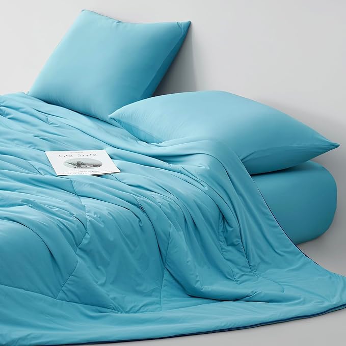 Dream Valley®Outlast®Deepsleep Cooling Comforter, King Size, NASA-Grade Space Technology Cooling Blanket for Hot Sleepers Night Sweats, Q-Max > 0.45 Aerocool™Breathable, Dream Blue, 106"x90"