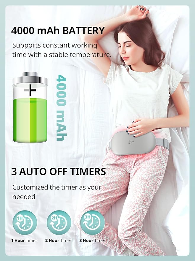 Slimpal Heating Pad for Period Cramps and Back Pain, FSA HSA Eligible, Plus-Sized Electric Heat Pad Portable Menstrual Heat Belt Pain Relief, 3 Timer Auto Off, Gifts for Her Women Girl Wife, Pink