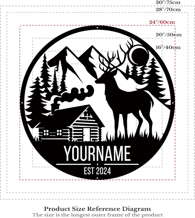 Personalized Deer Forest Name metal Signs,Custom Shed Metal Wall Decor,Black Deer Metal Wall Art Decor,Deer Home Metal Signs Plaques,Outdoor wall Decorative Signage (Style B)