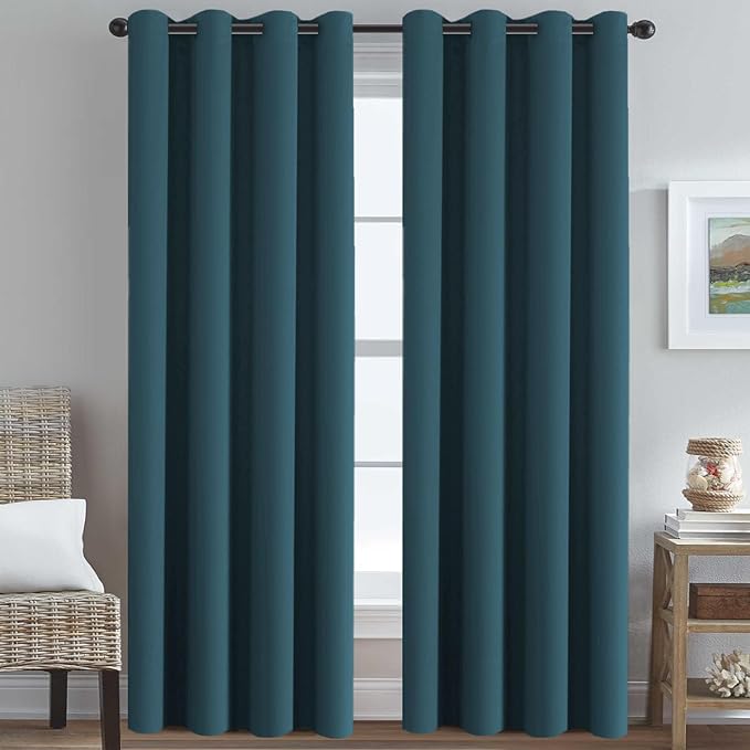 H.VERSAILTEX Premium Blackout Thermal Insulated Room Darkening Curtains for Bedroom/Living Room - Classic Grommet Top (2 Panels, Dark Teal, 52"W x 96"L Inch)