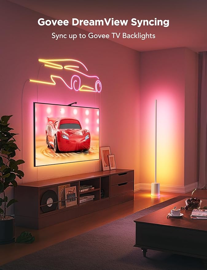 Govee Floor Lamp 2 with Matter, RGBIC, Warm Cool White LED, Alexa Compatible, 1725lm, Music Sync, Scene Modes, Smart Floor Lamp for Living Room, Bedroom, Silver(1 Pack)