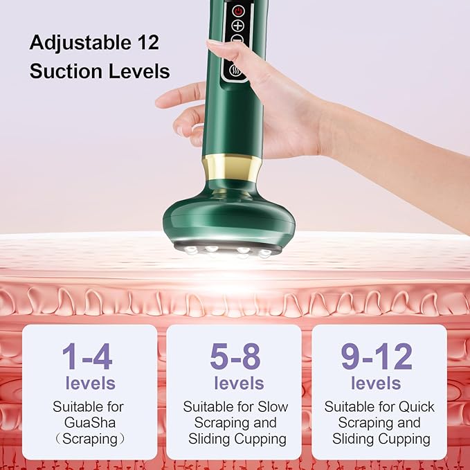 Electric Handheld Cellulite Massager with 12 Suction Modes, Lymphatic Drainage Massager, Cellulite Remover Tool for Legs, Belly, Thighs, Arms, Butt- Christmas,Gifts for Her Women (Green)