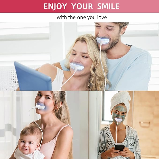 Professional Teeth Whitening Kit with 5 Teeth Whitening Gel, LED Accelerator Light & Rechargeable Design - Enamel Safe Gel, Custom Trays, Fast Results for Sensitive Teeth - Whitening Gel Kit
