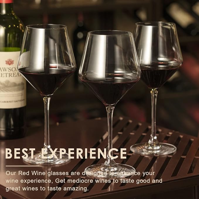 Wine Glasses,White Red Wine Glasses Set of 6,Lead-Free Premium Crystal Clear Glass,Hand Blown Italian Style Burgundy Long Stem Wine Glasses,Great Gift Packaging(16oz,6pack)