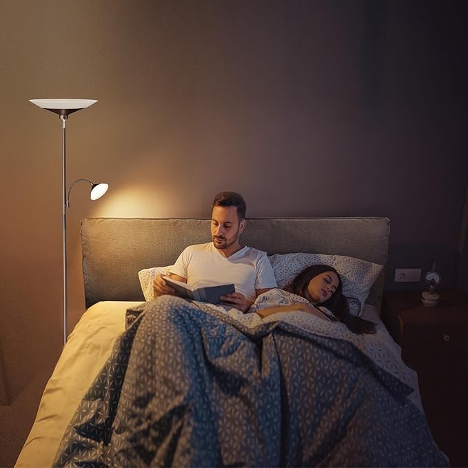 Brown Torchiere LED Floor Lamp - 72" Rotating Standing Lamp with Remote, 34W Dimmable Floor Light with Color Changing, Tall Bright Corner Lamp for Reading Living Room Bedroom Office